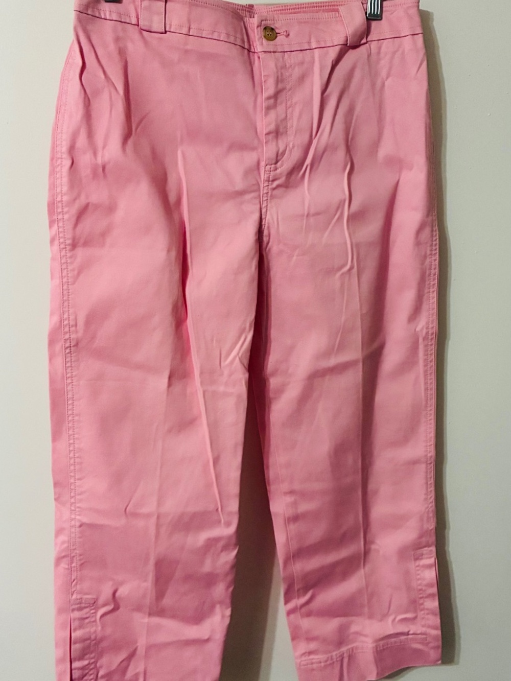 ANNE KLEIN WOMENS CAPRI PANTS COTTON STRETCH SZ 4 PINK 6" SLIT
